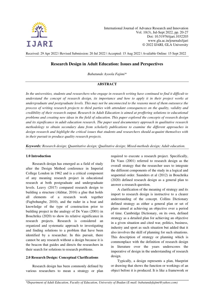 research designs in the study of adult development