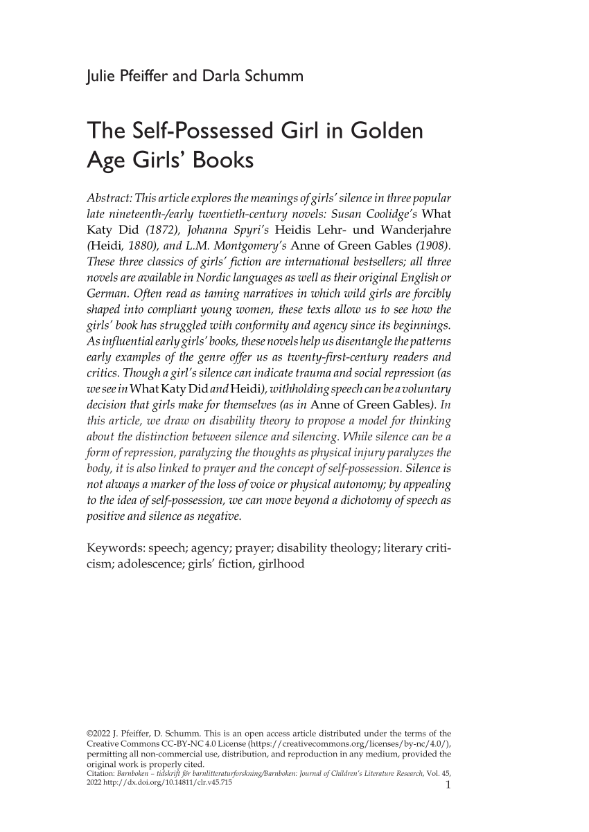 Pdf The Self Possessed Girl In Golden Age Girls Books