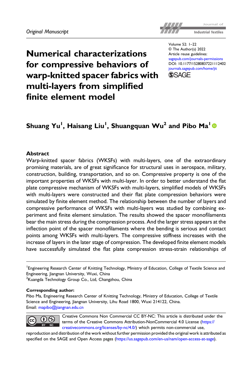 PDF] An Experimental Study of Compression Behavior of Warp-knitted