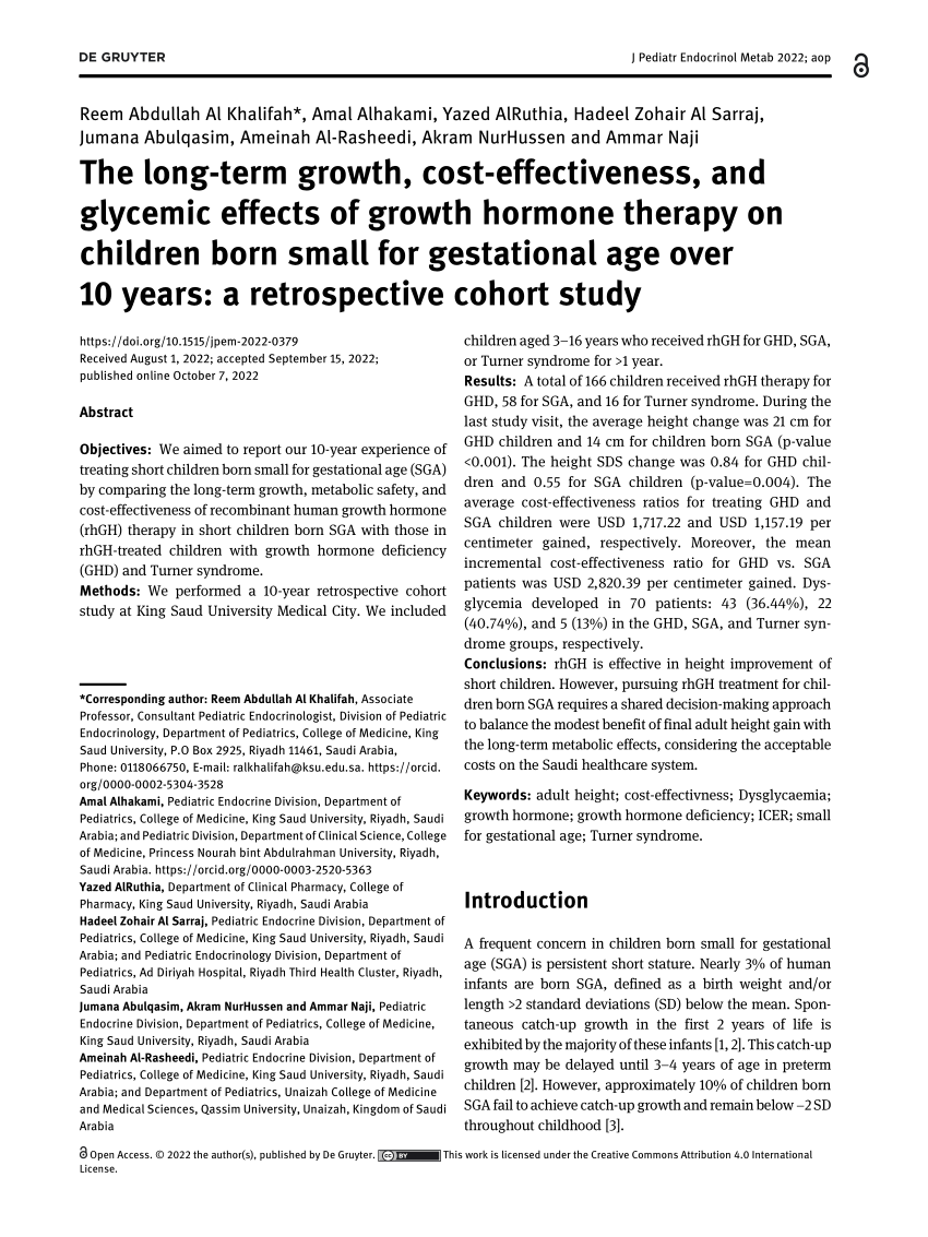 Effect of Growth Hormone Treatment on Adult Height of Children