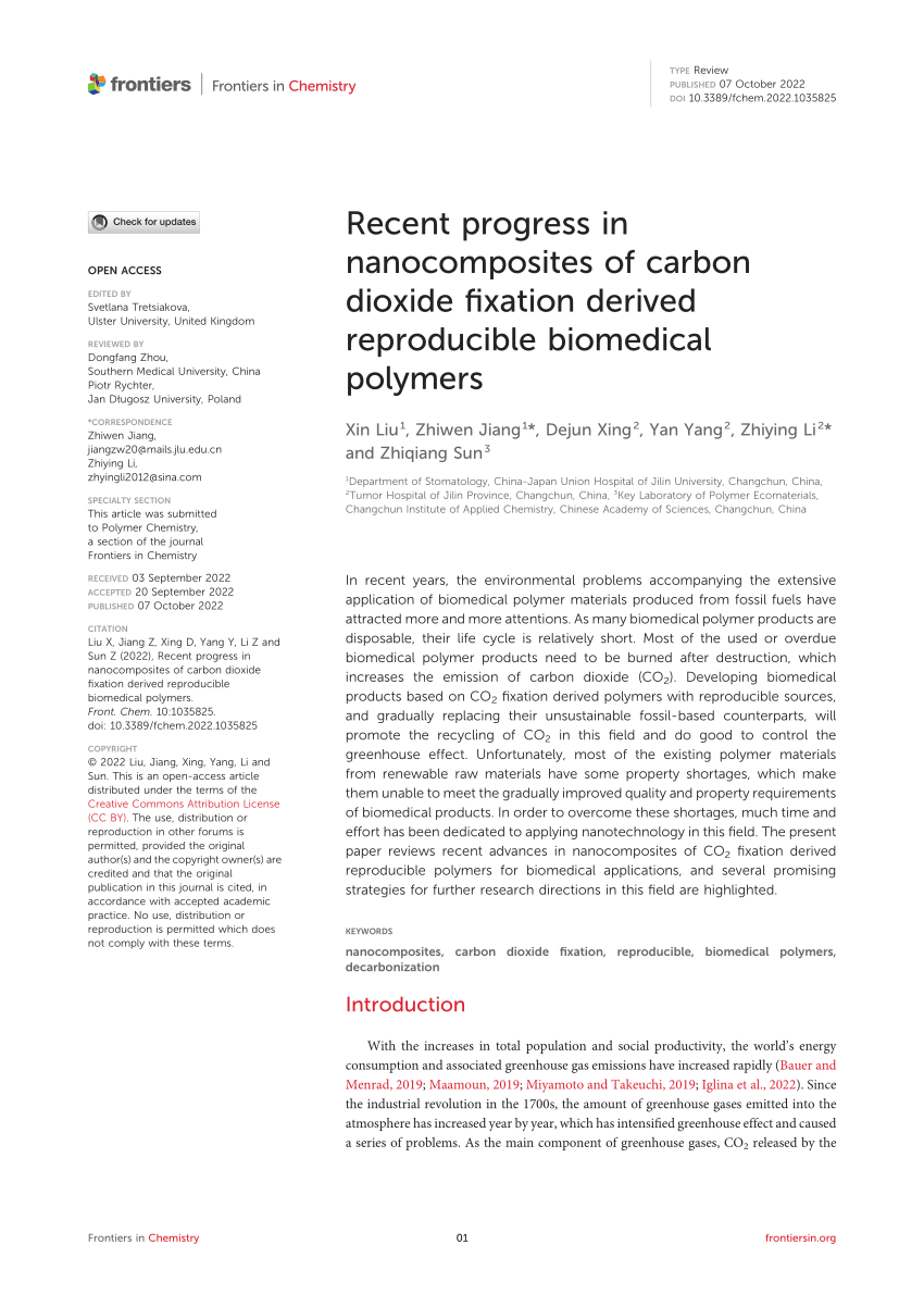 PDF) Recent progress in nanocomposites of carbon dioxide fixation 