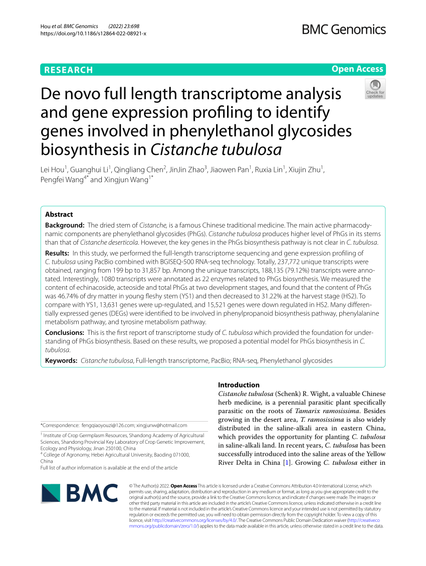 PDF) De novo full length transcriptome analysis and gene 