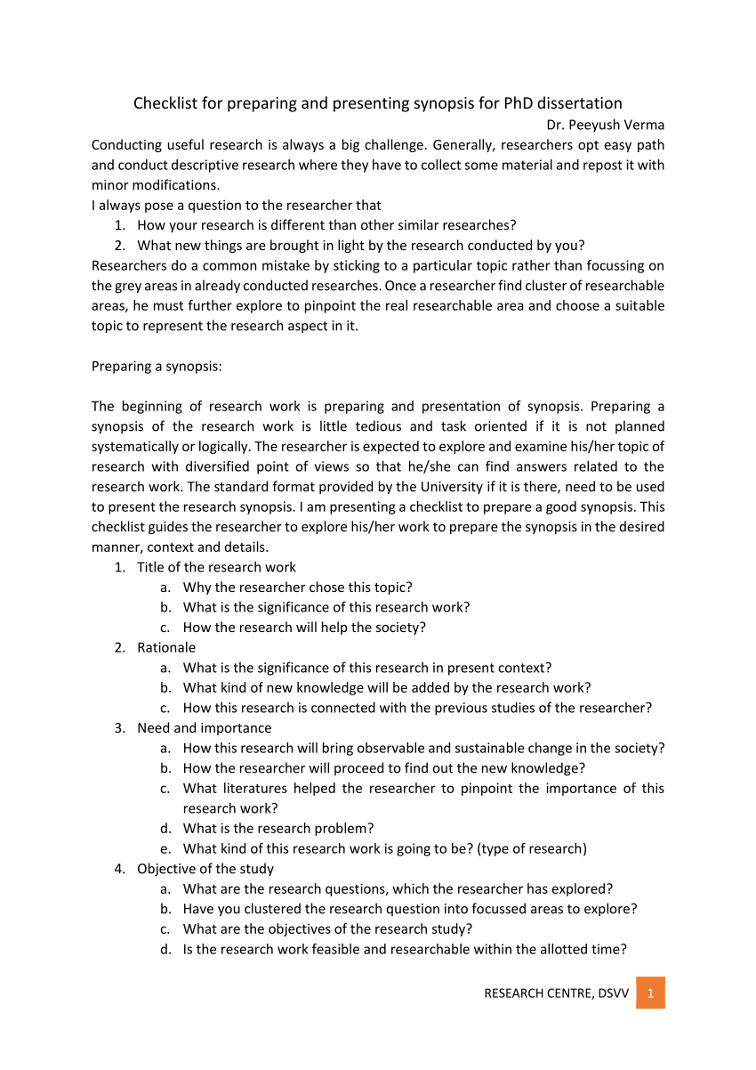 dissertation synopsis pdf