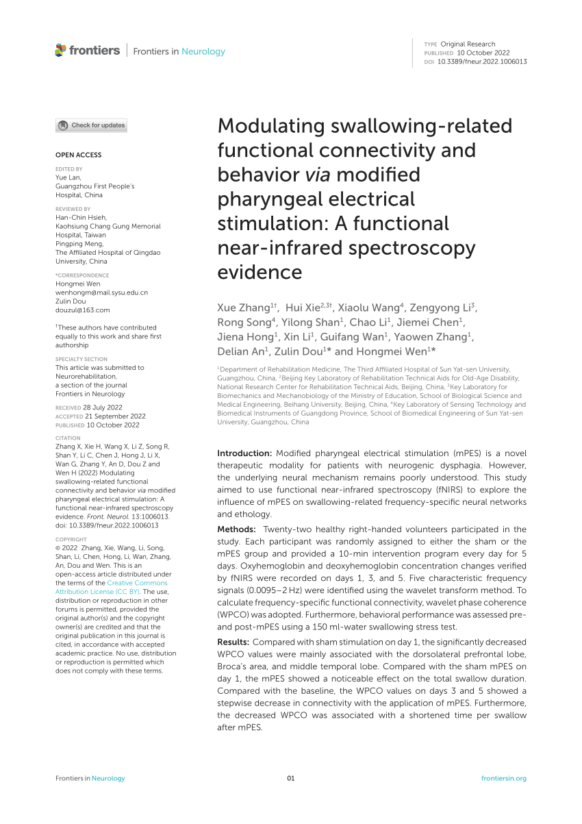 PDF) Modulating swallowing-related functional connectivity and 