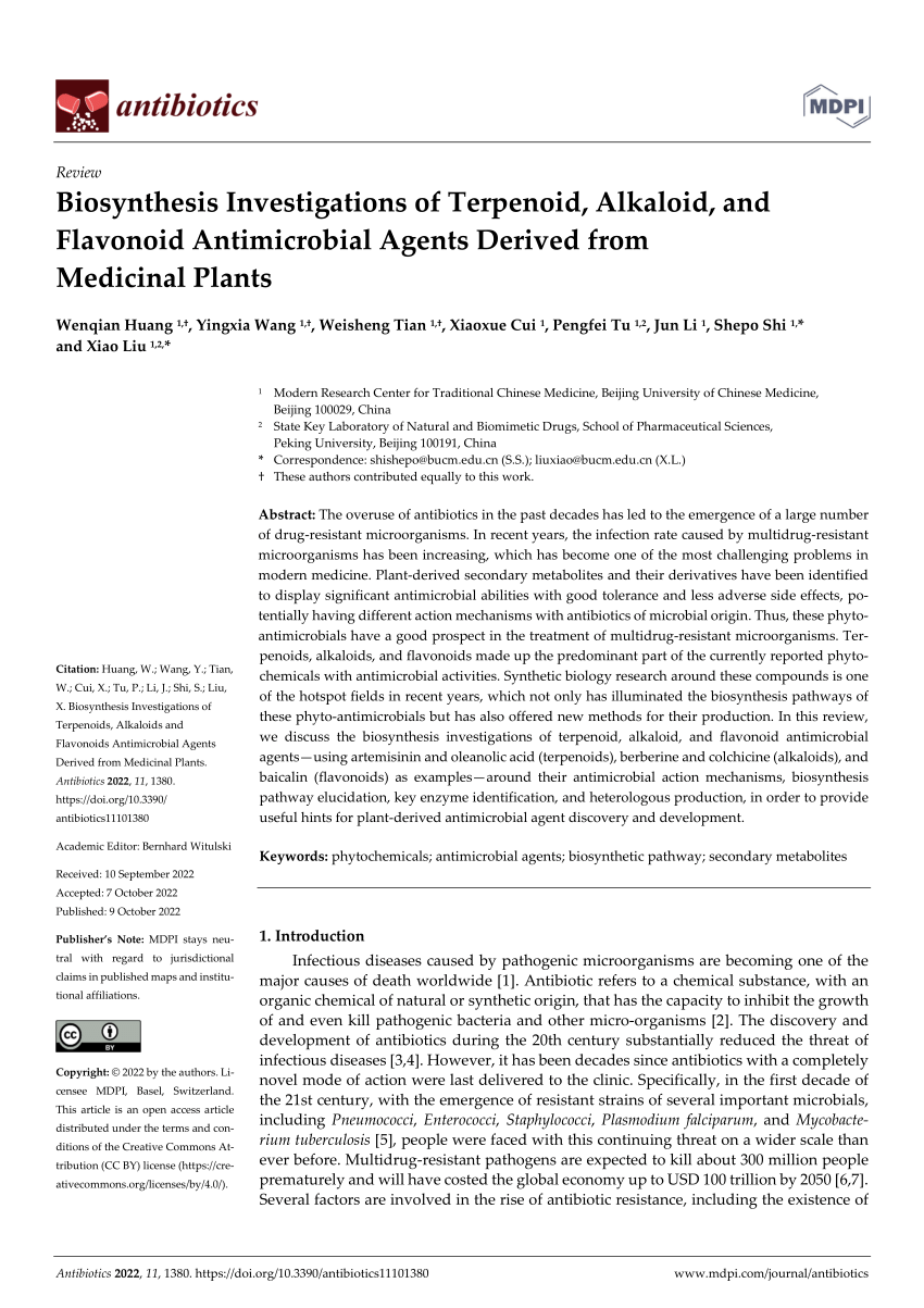 PDF) Biosynthesis Investigations of Terpenoid, Alkaloid, and 