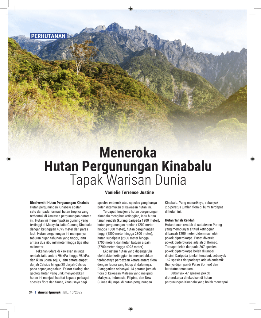 Pdf Meneroka Hutan Pergunungan Kinabalu Tapak Warisan Dunia