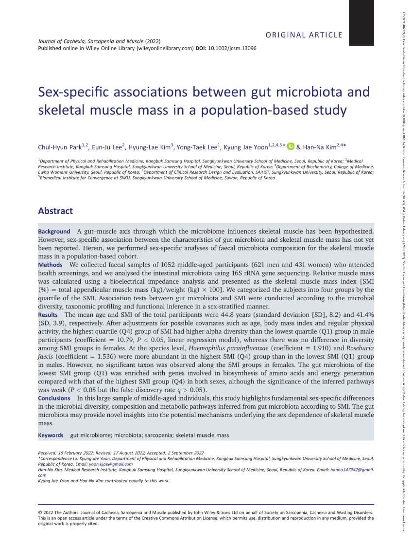 Pdf Sex Specific Associations Between Gut Microbiota And Skeletal