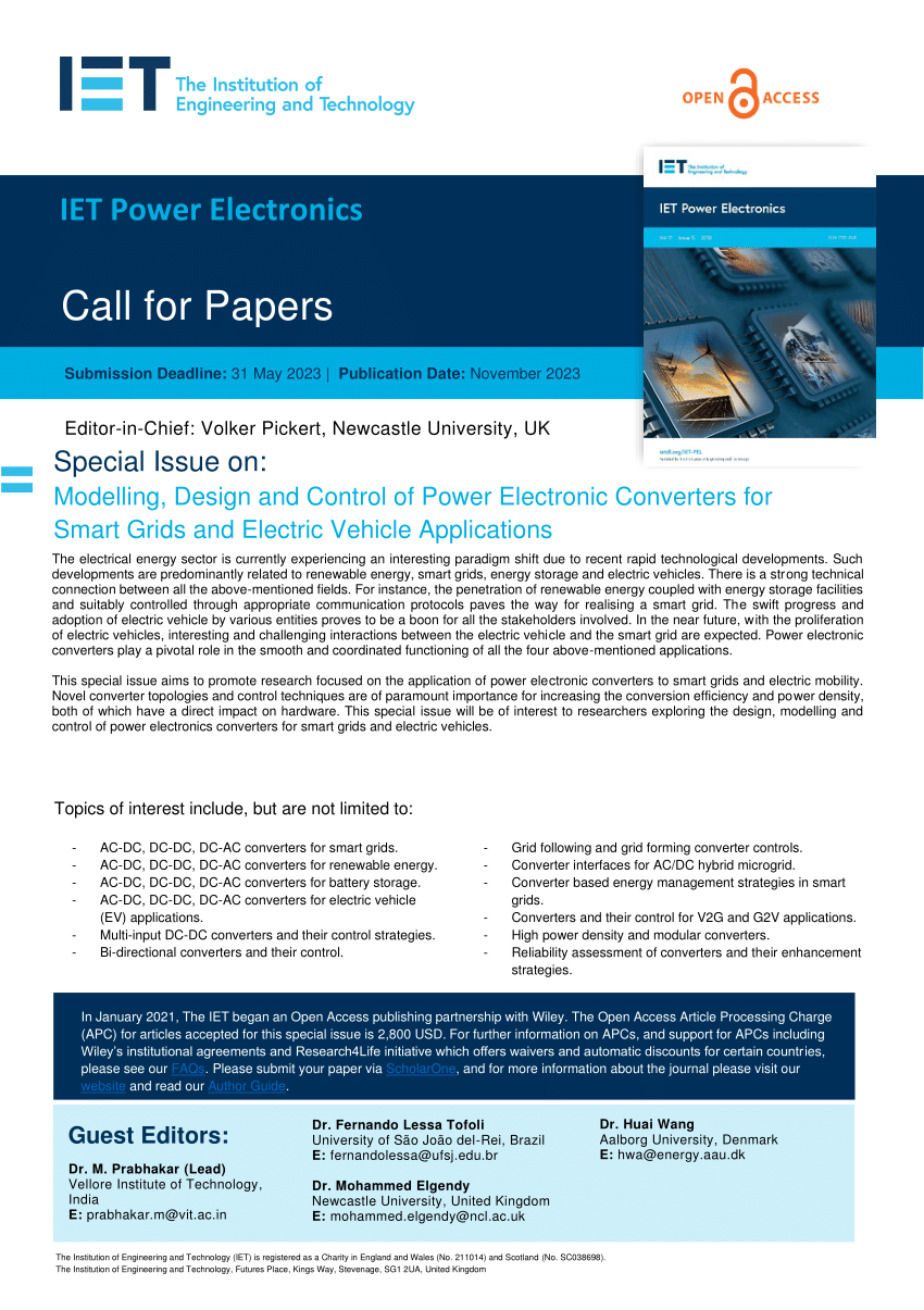 (PDF) Call for Papers IET Power Electronics Special Issue on
