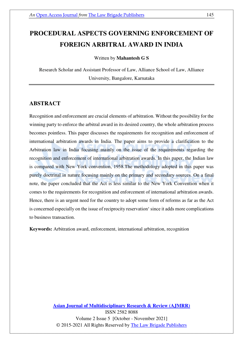 research paper on arbitration in india pdf