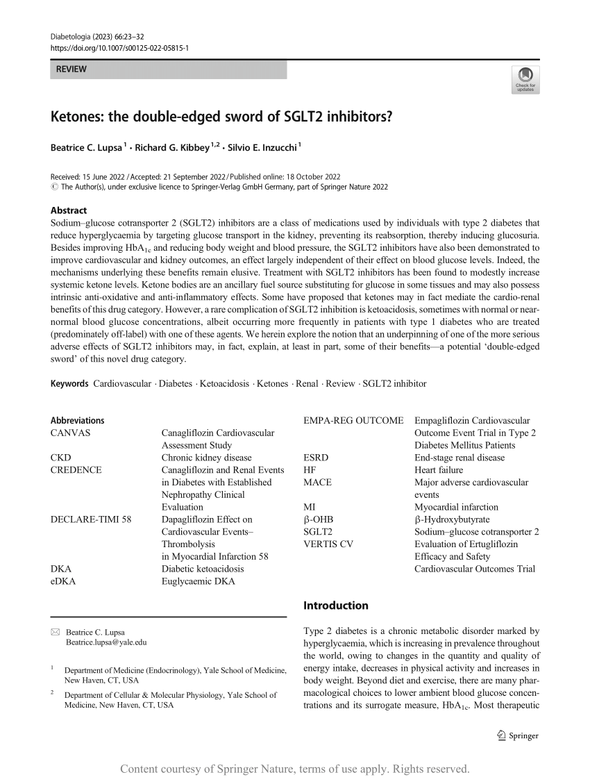 Ketones the double edged sword of SGLT2 inhibitors Request PDF