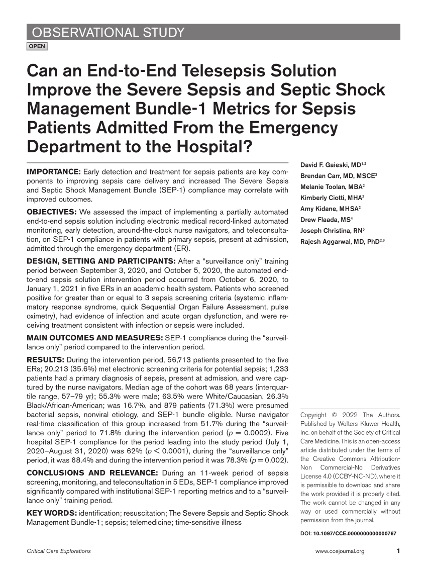Improving Compliance with the CMS SEP-1 Sepsis Bundle at a Community-Based  Teaching Hospital Emergency Department