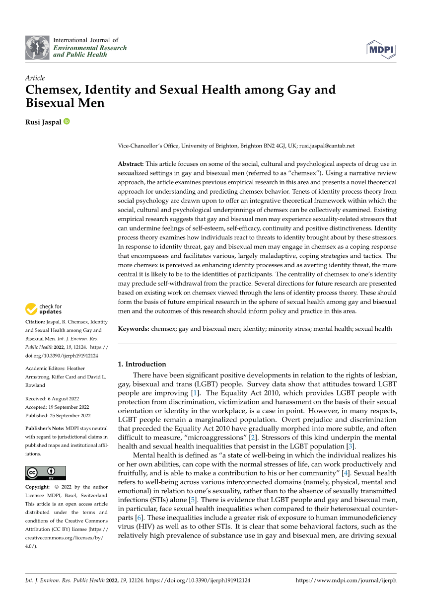 Pdf Chemsex Identity And Sexual Health Among Gay And Bisexual Men 1325
