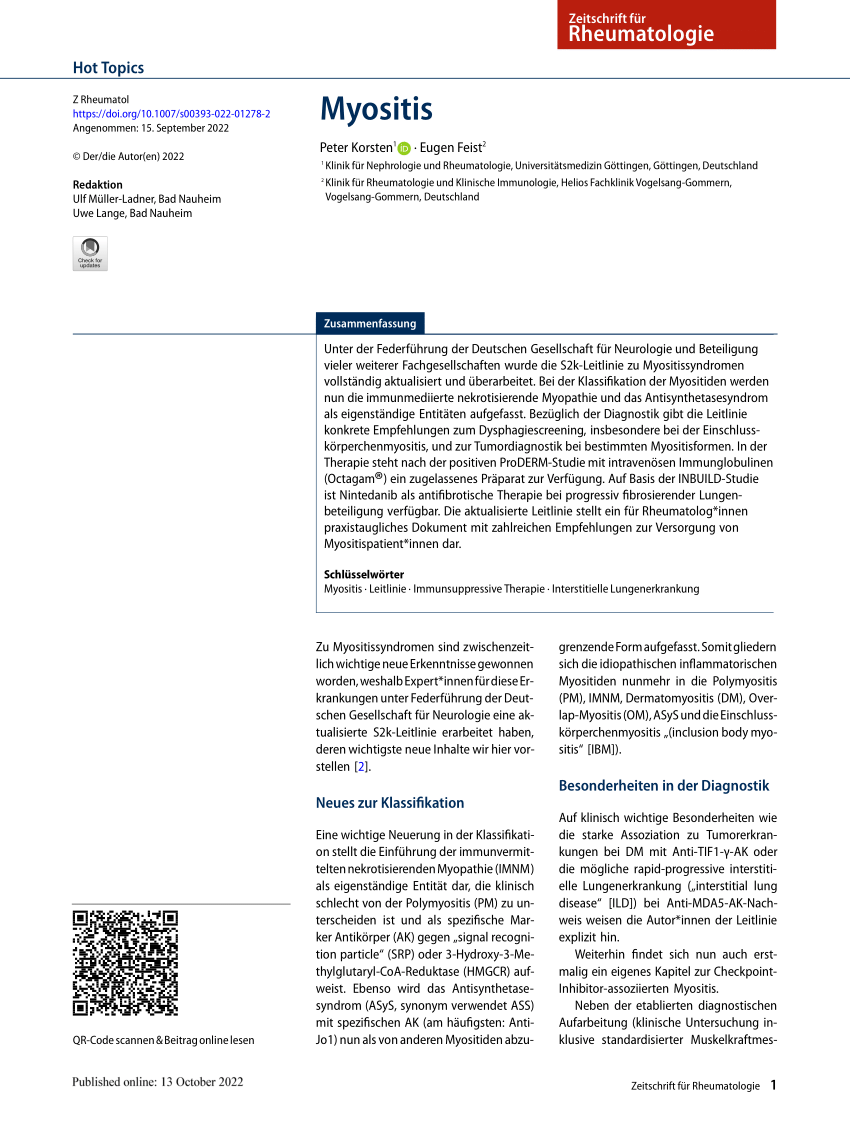 research papers on myositis