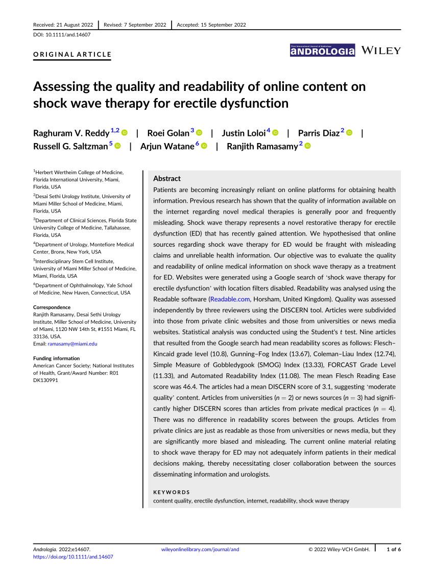 PDF Assessing the quality and readability of online content on