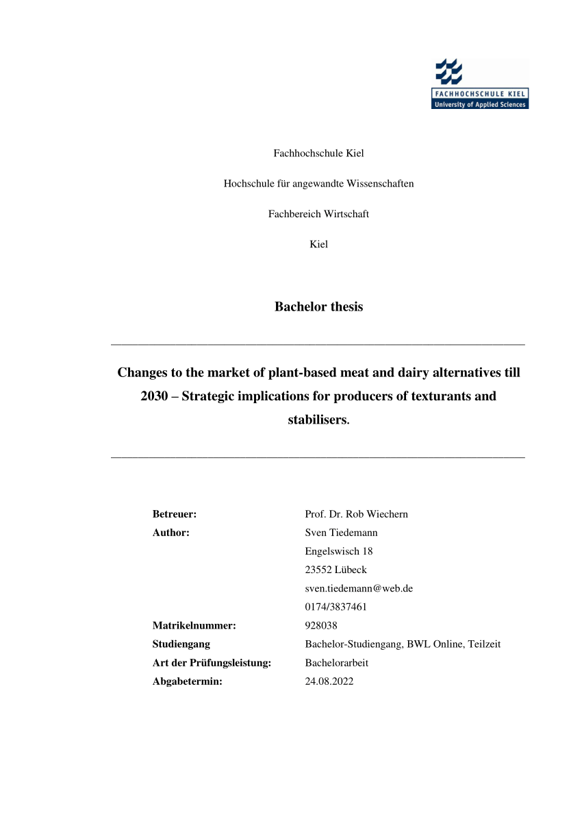 PDF) Changes to the market of plant-based meat and dairy