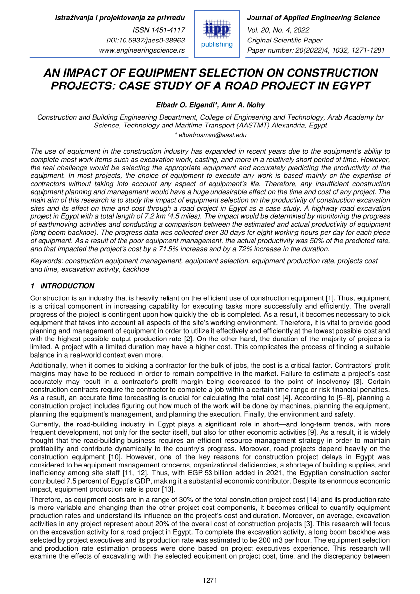 equipment selection case study