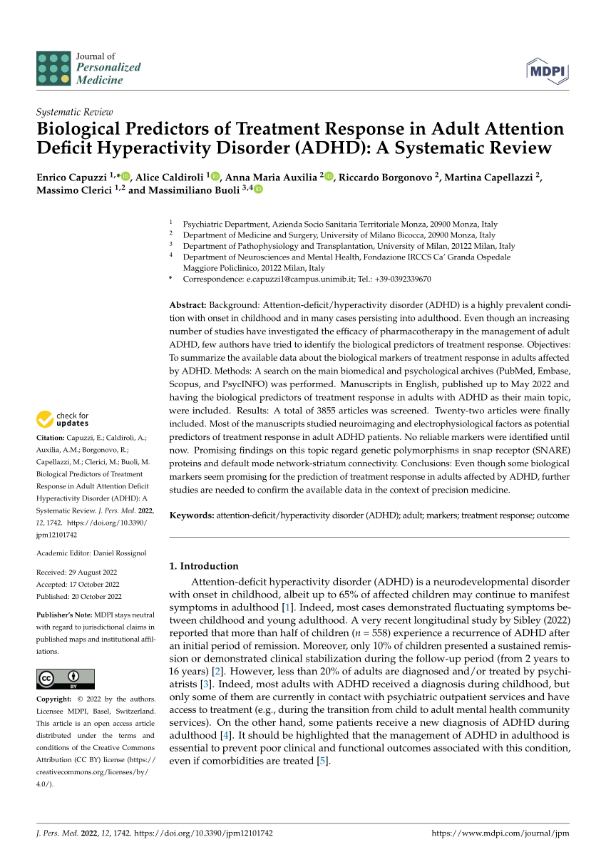 Pdf Biological Predictors Of Treatment Response In Adult Attention Deficit Hyperactivity 7033