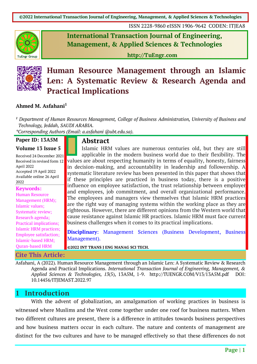 son Graduation album shy PDF) Human Resource Management through an Islamic Len: A Systematic Review  & Research Agenda and Practical Implications