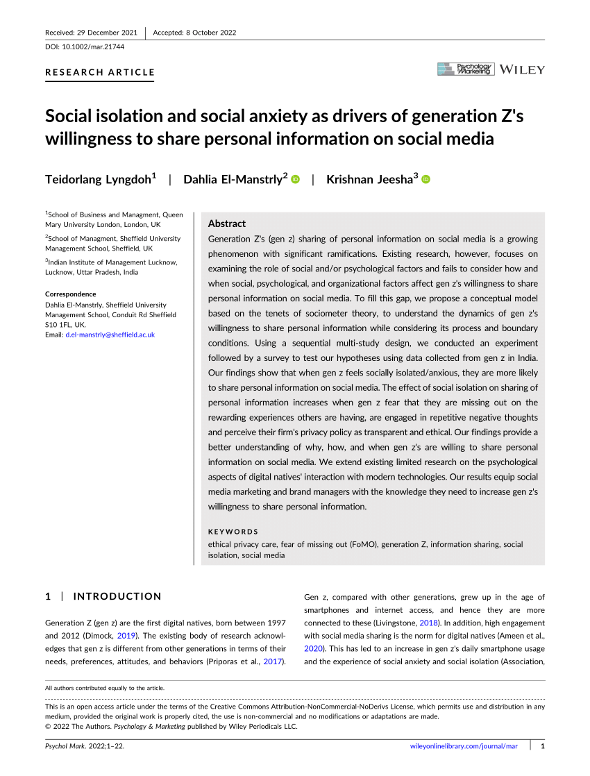 social isolation research paper sample