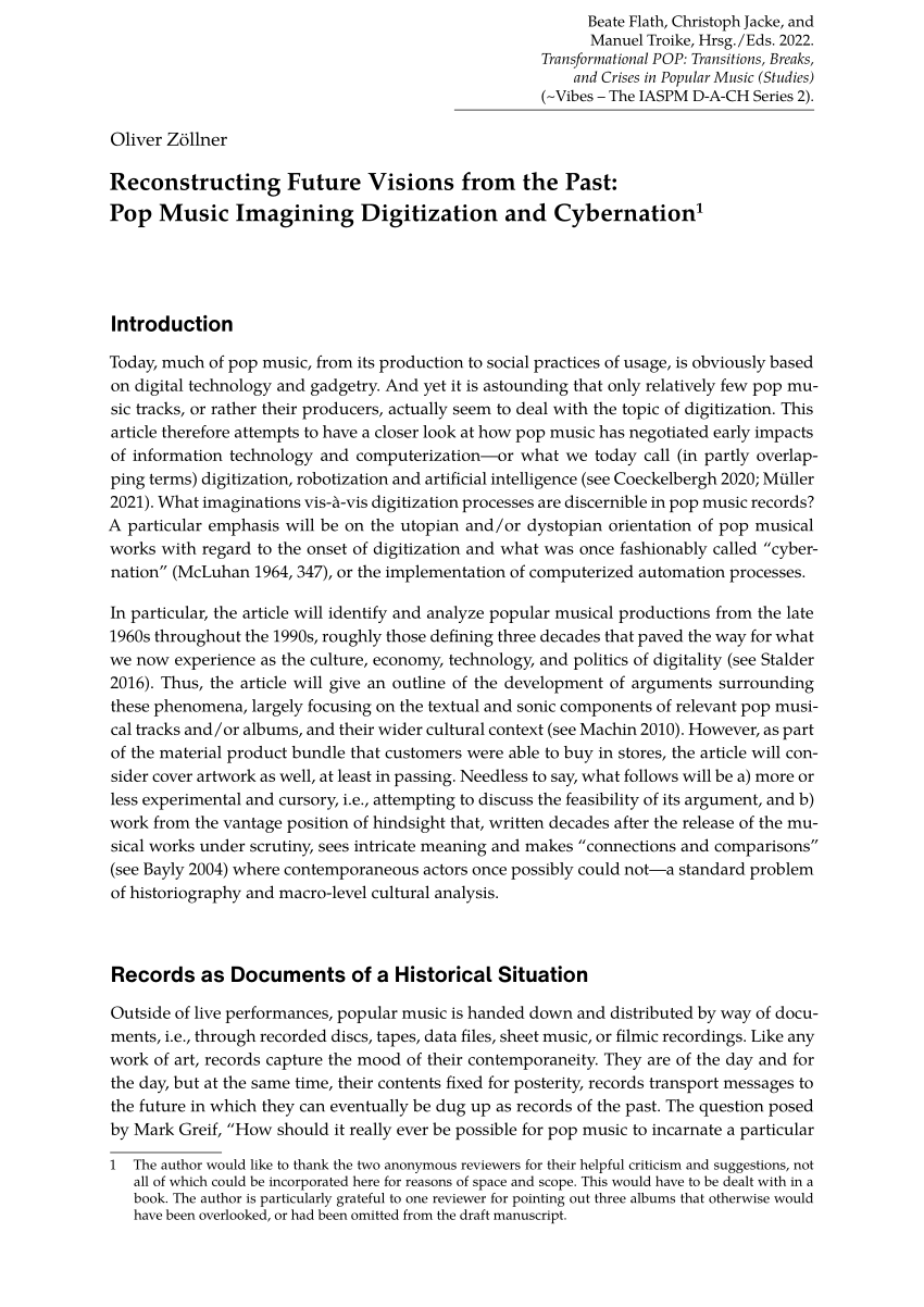 PDF) Reconstructing Future Visions from the Past: Pop Music Imagining  Digitization and Cybernation