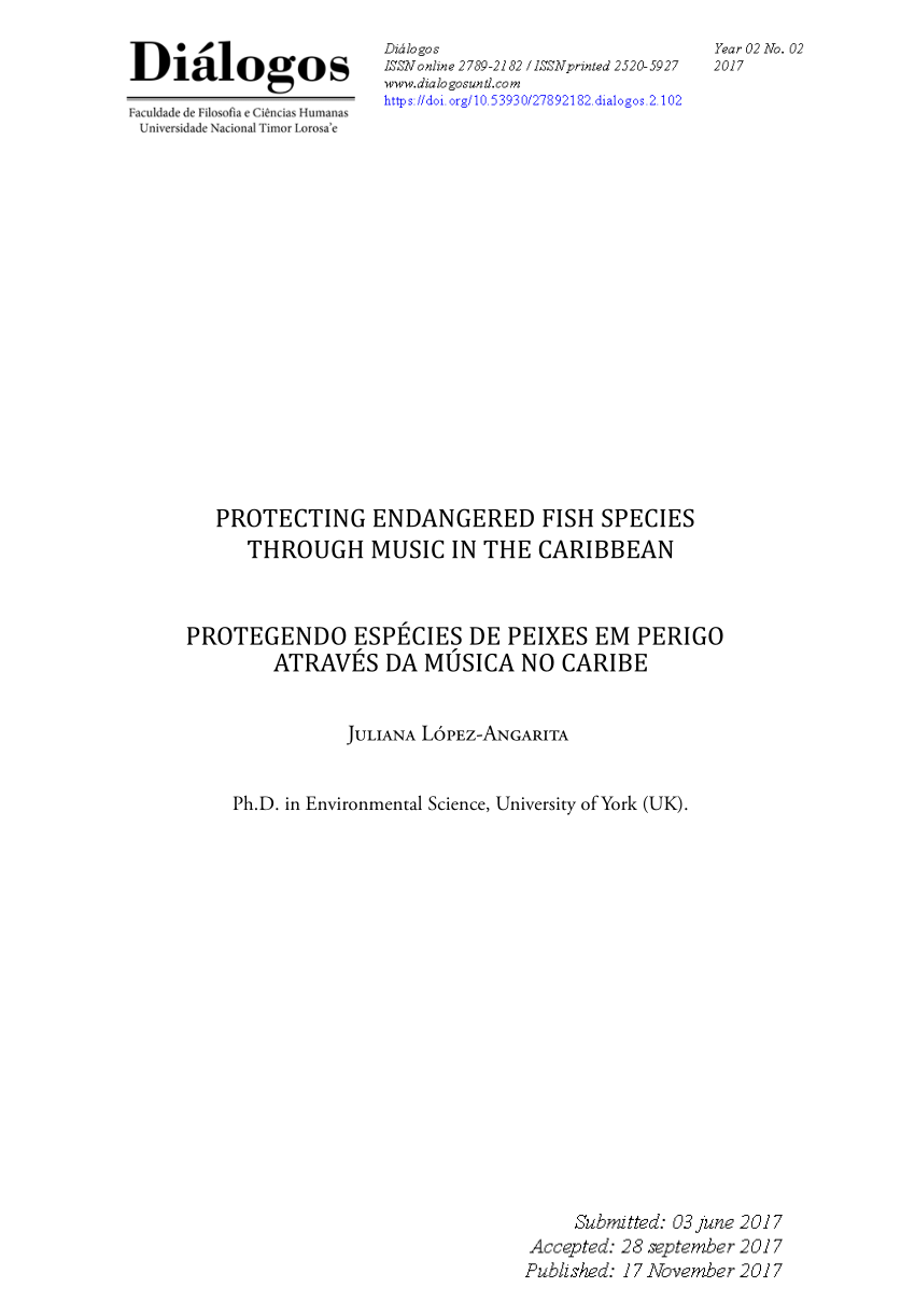 (PDF) Protecting Endangered Fish Species Through Music in the Caribbean