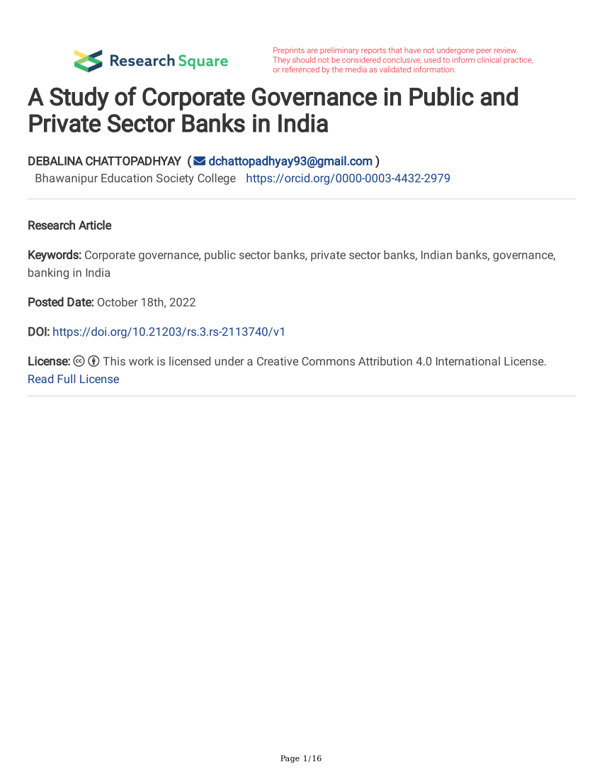 research paper on corporate governance in indian banking sector