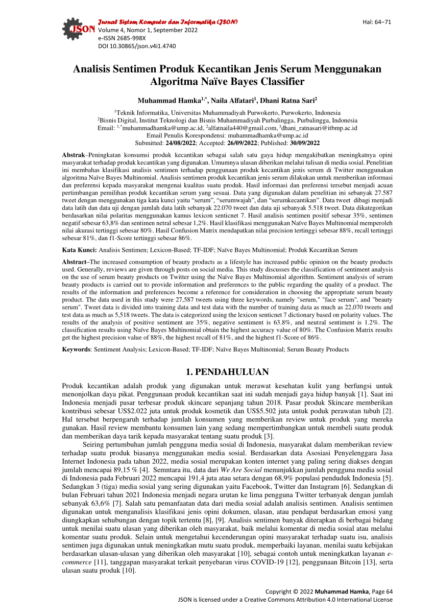 Analisis Sentimen Ulasan Restoran Menggunakan Metode Naive Bayes Classifier pada Aplikasi Rekomendasi Restoran