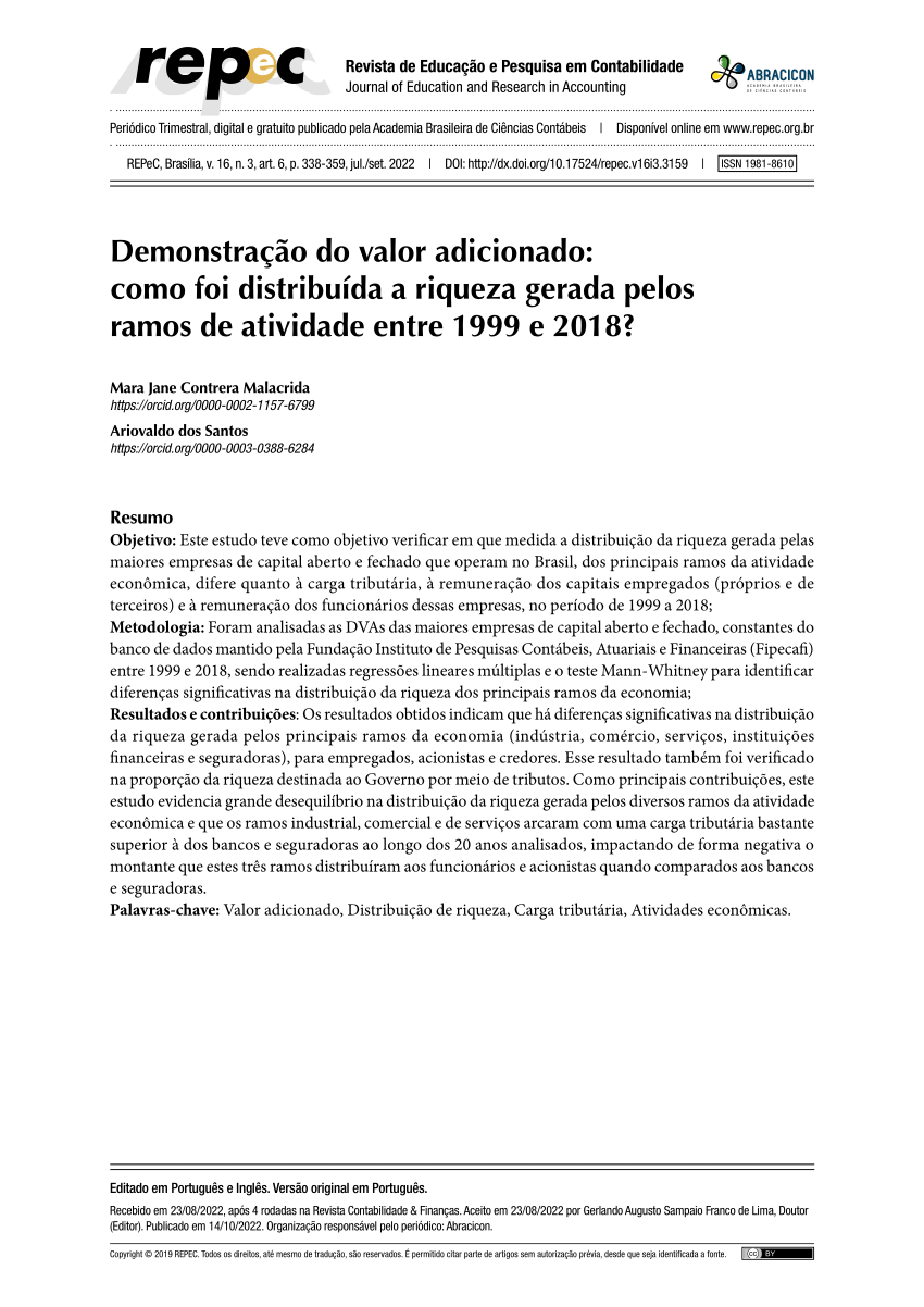 Pdf Demonstra O Do Valor Adicionado Como Foi Distribu Da A Riqueza Gerada Pelos Ramos De