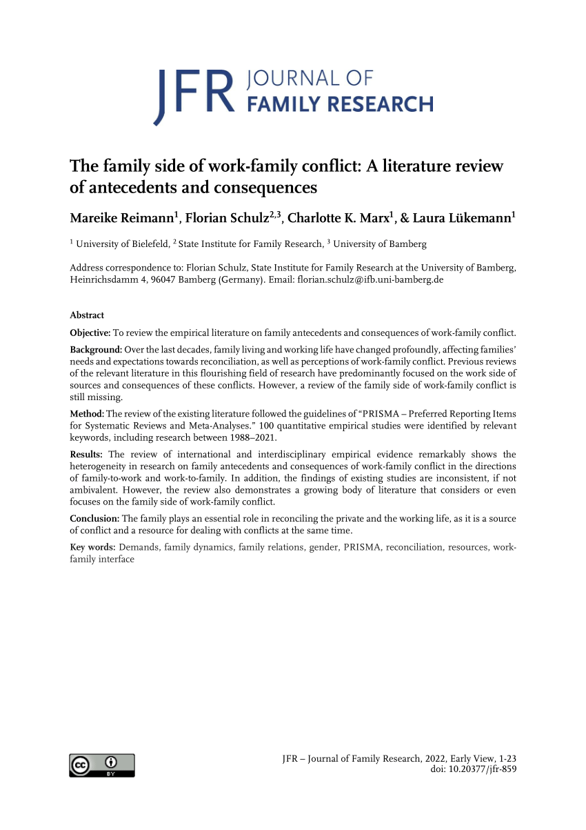 literature review on work family conflict