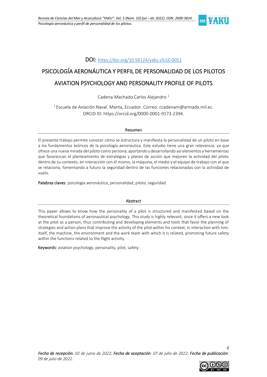 PDF Psicolog a aeron utica y perfil de personalidad de los pilotos