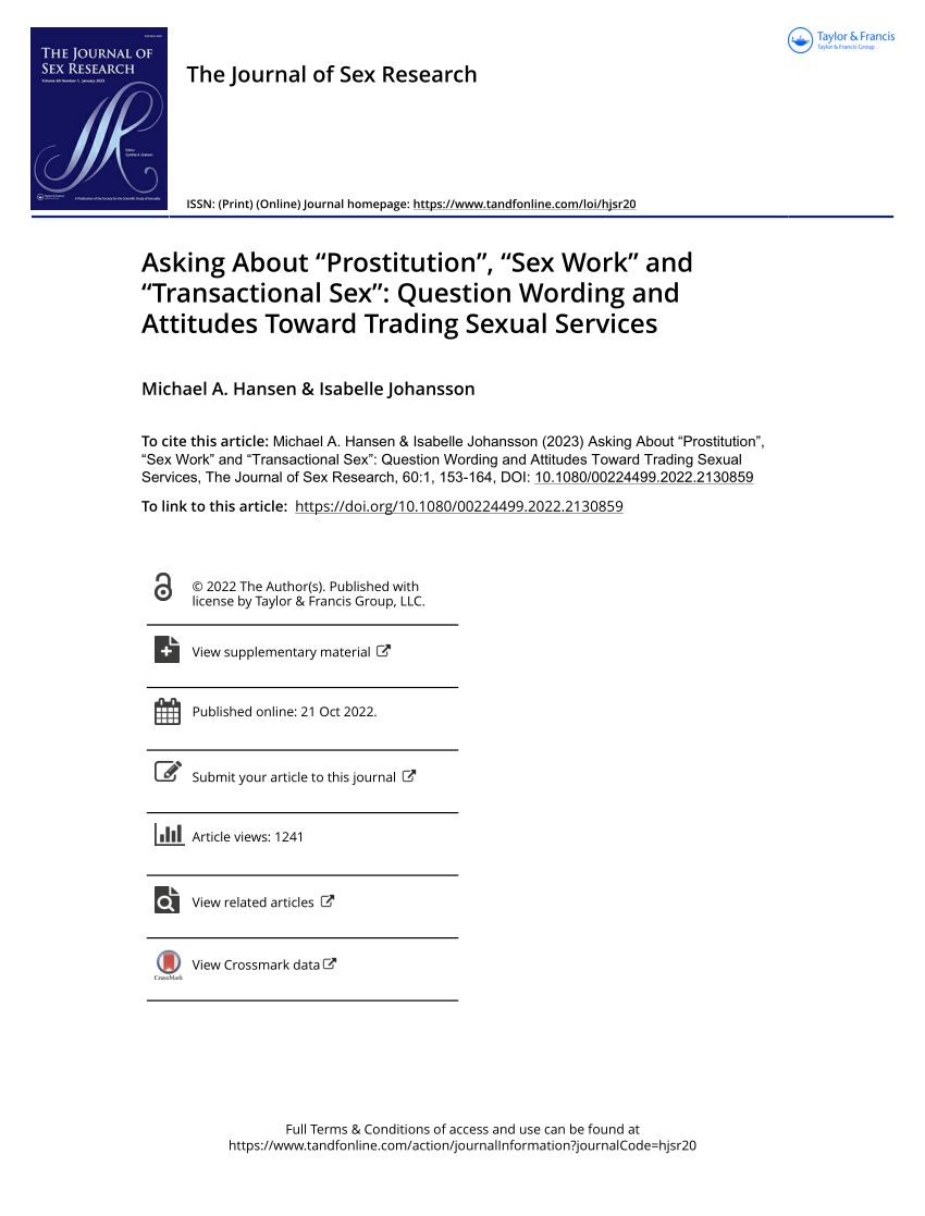 PDF) Asking About “Prostitution”, “Sex Work” and “Transactional Sex”:  Question Wording and Attitudes Toward Trading Sexual Services