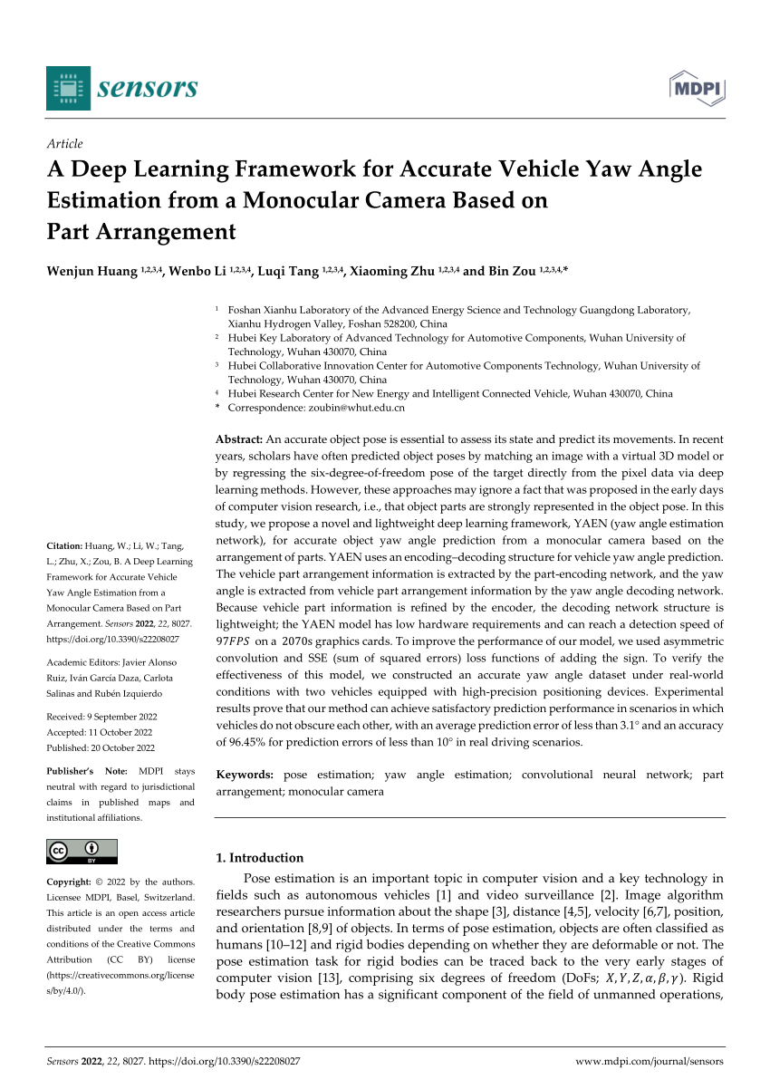 PDF) A Deep Learning Framework for Accurate Vehicle Yaw Angle