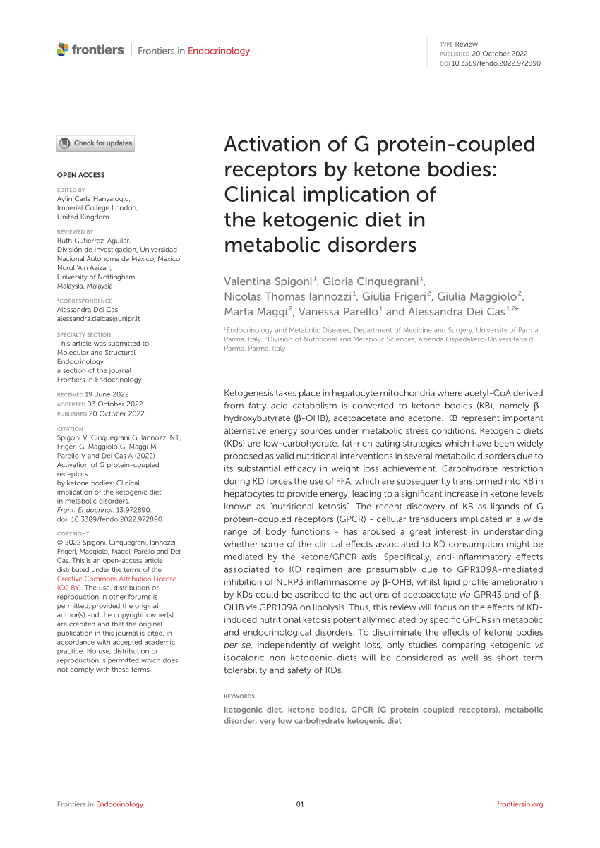 Pdf Activation Of G Protein Coupled Receptors By Ketone Bodies Clinical Implication Of The 4502