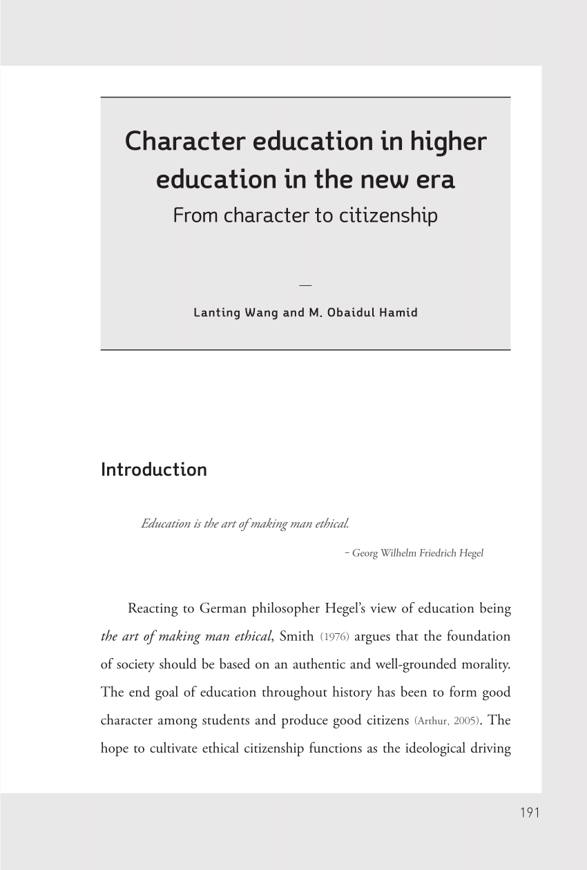 thesis on character education