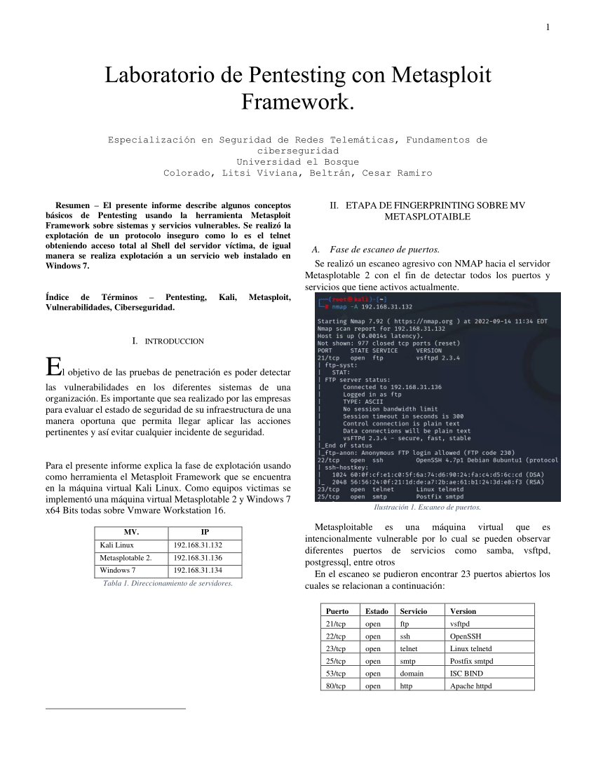 [PDF] Laboratorio de Pentesting con Metasploit Framework