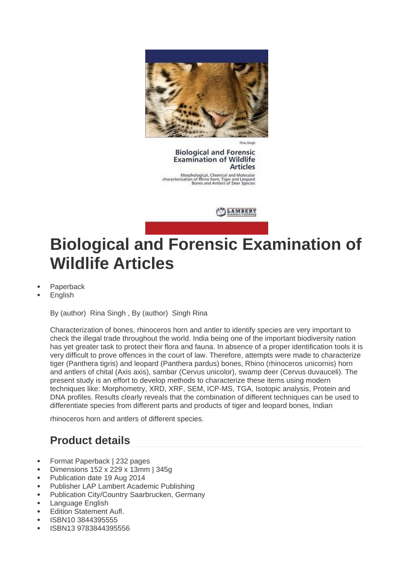 PDF) Biological and Forensic Examination of Wildlife Articles