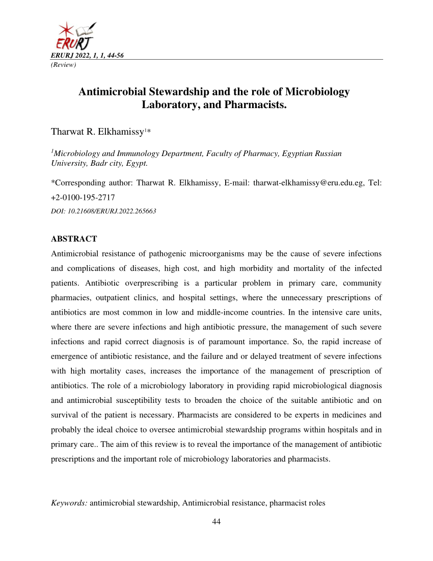(PDF) Antimicrobial Stewardship and the role of Microbiology Laboratory