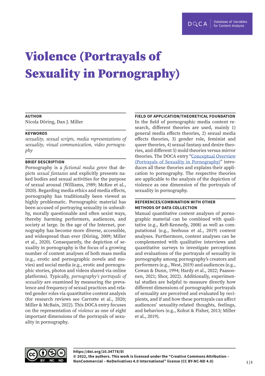 PDF) Violence (Portrayals of Sexuality in Pornography) image