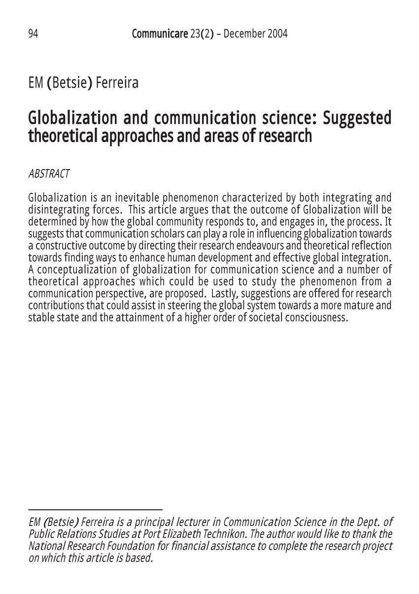 impact of globalization on communication research paper