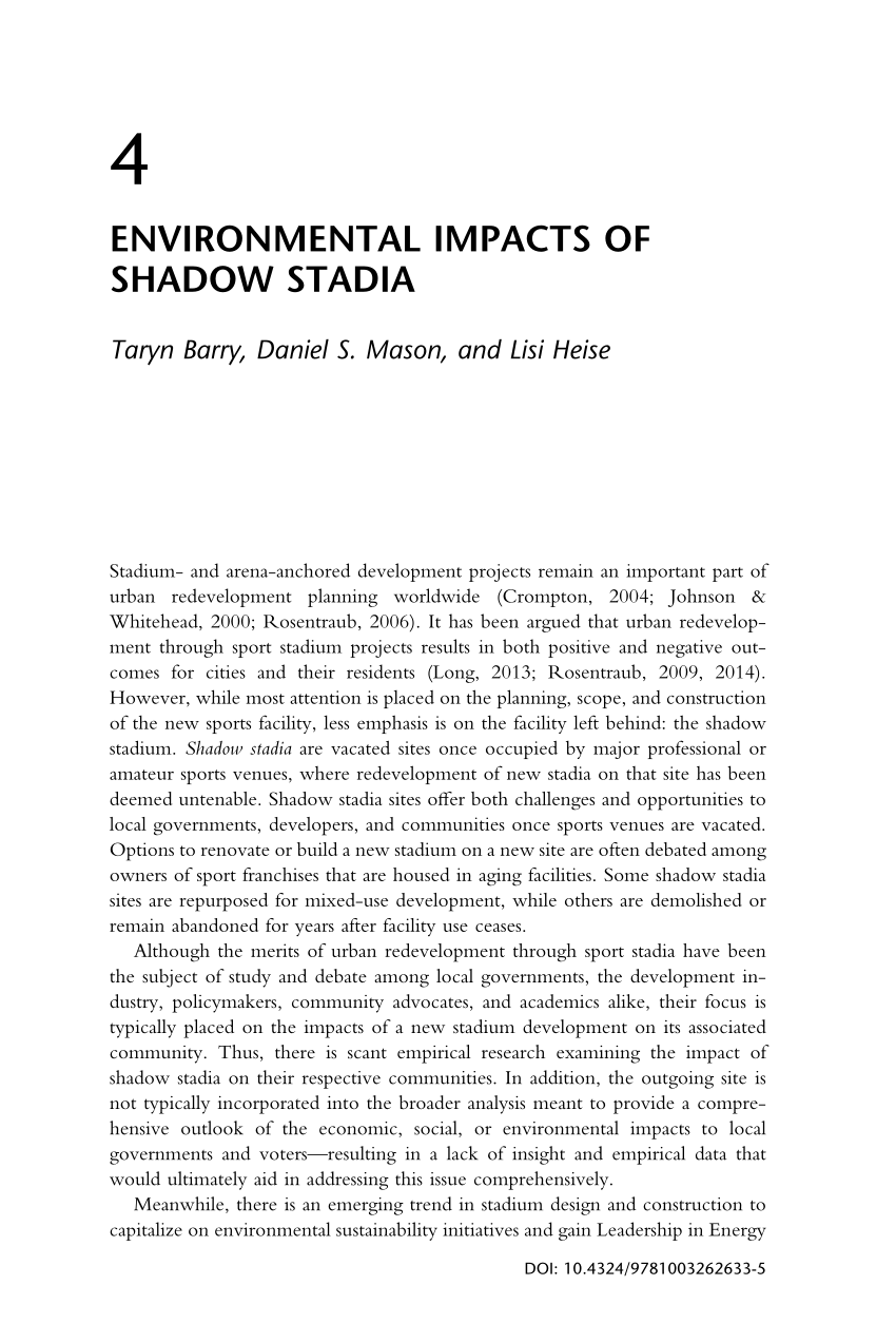 PDF Environmental Impacts of Shadow Stadia