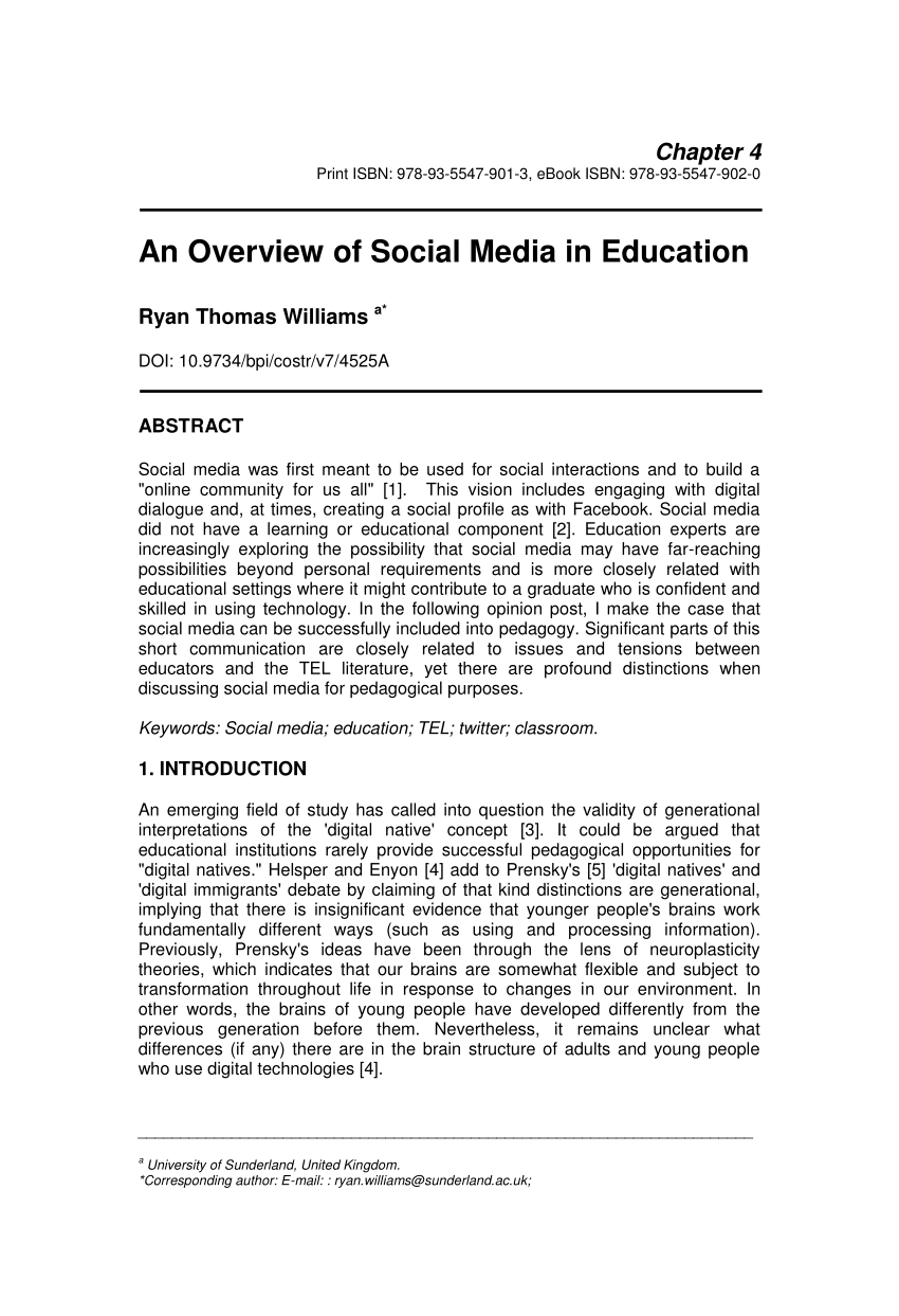 social media in education research paper