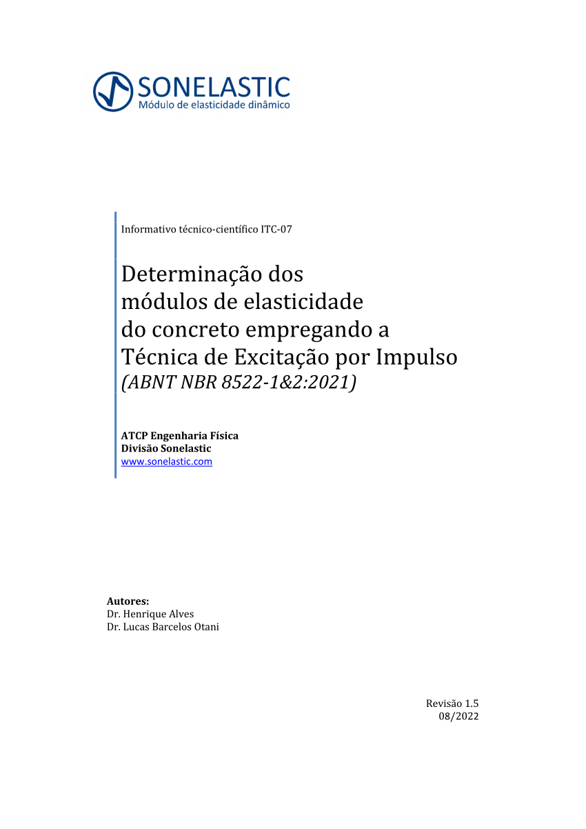 Pdf Determina O Dos M Dulos De Elasticidade Do Concreto Empregando A T Cnica De Excita O Por