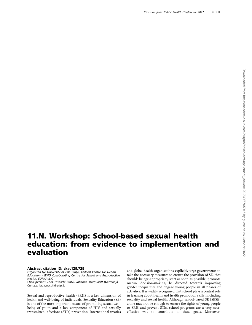 Pdf 11n Workshop School Based Sexual Health Education From Evidence To Implementation And 0796