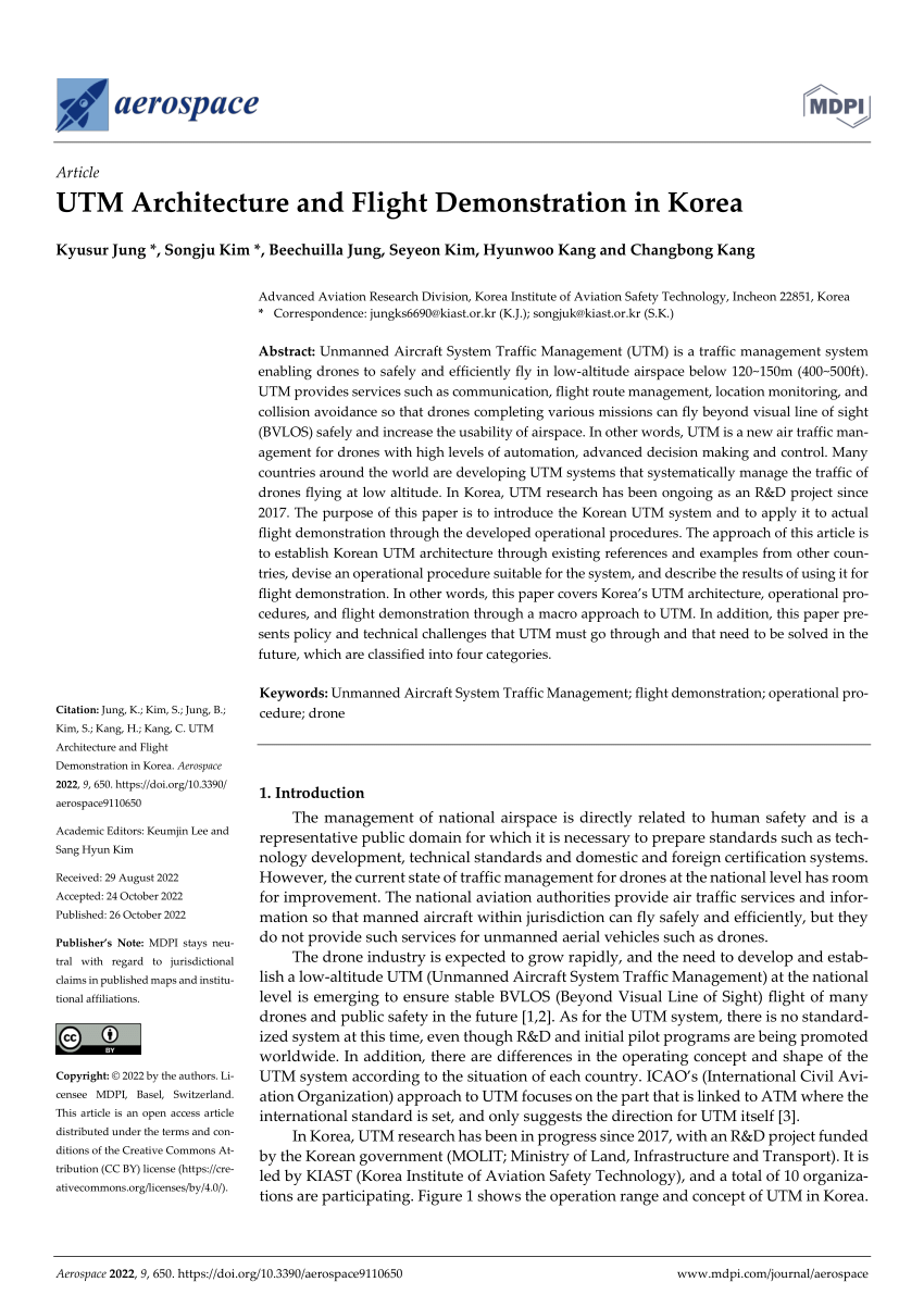 PDF UTM Architecture and Flight Demonstration in Korea