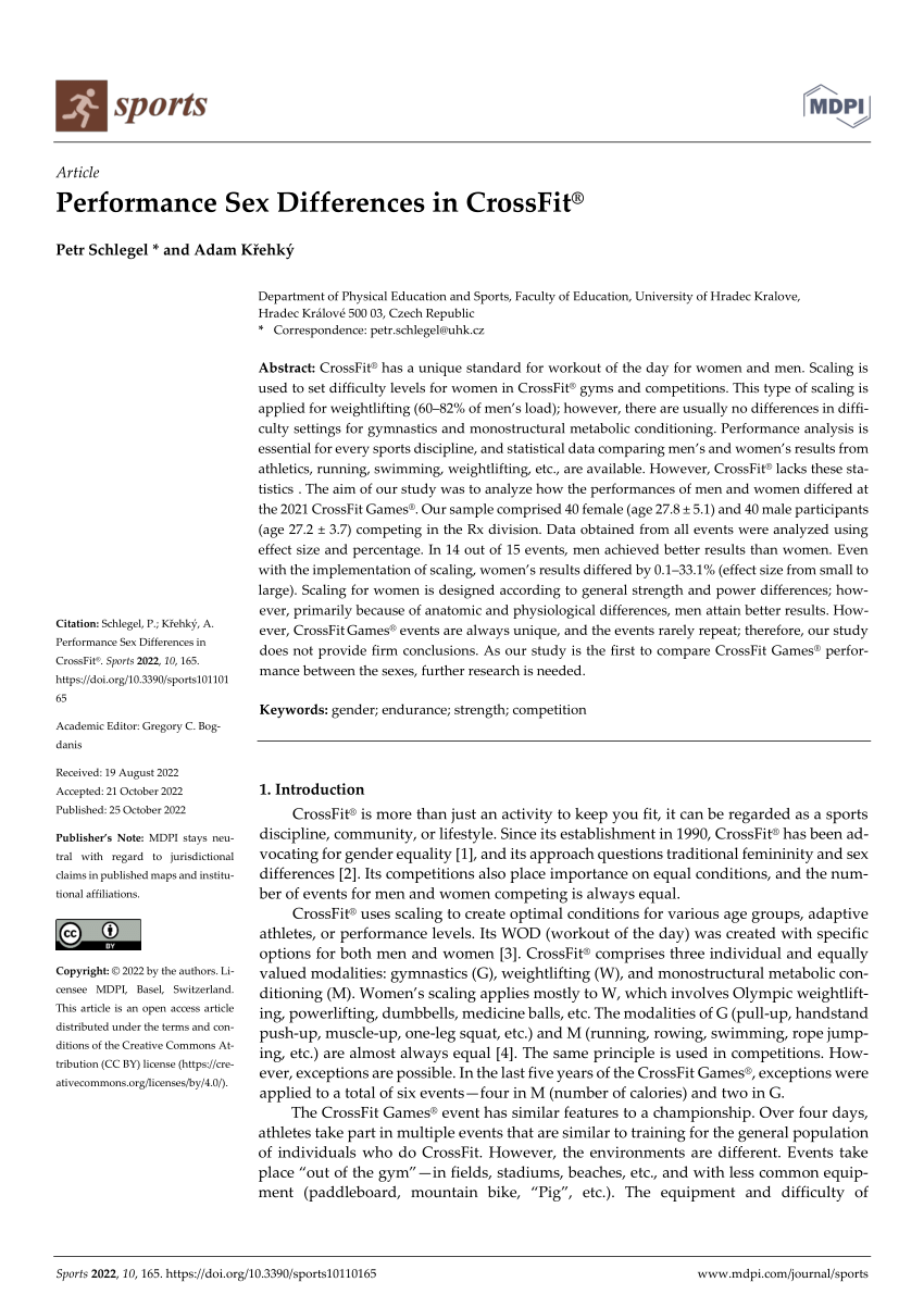 Pdf Performance Sex Differences In Crossfit® 