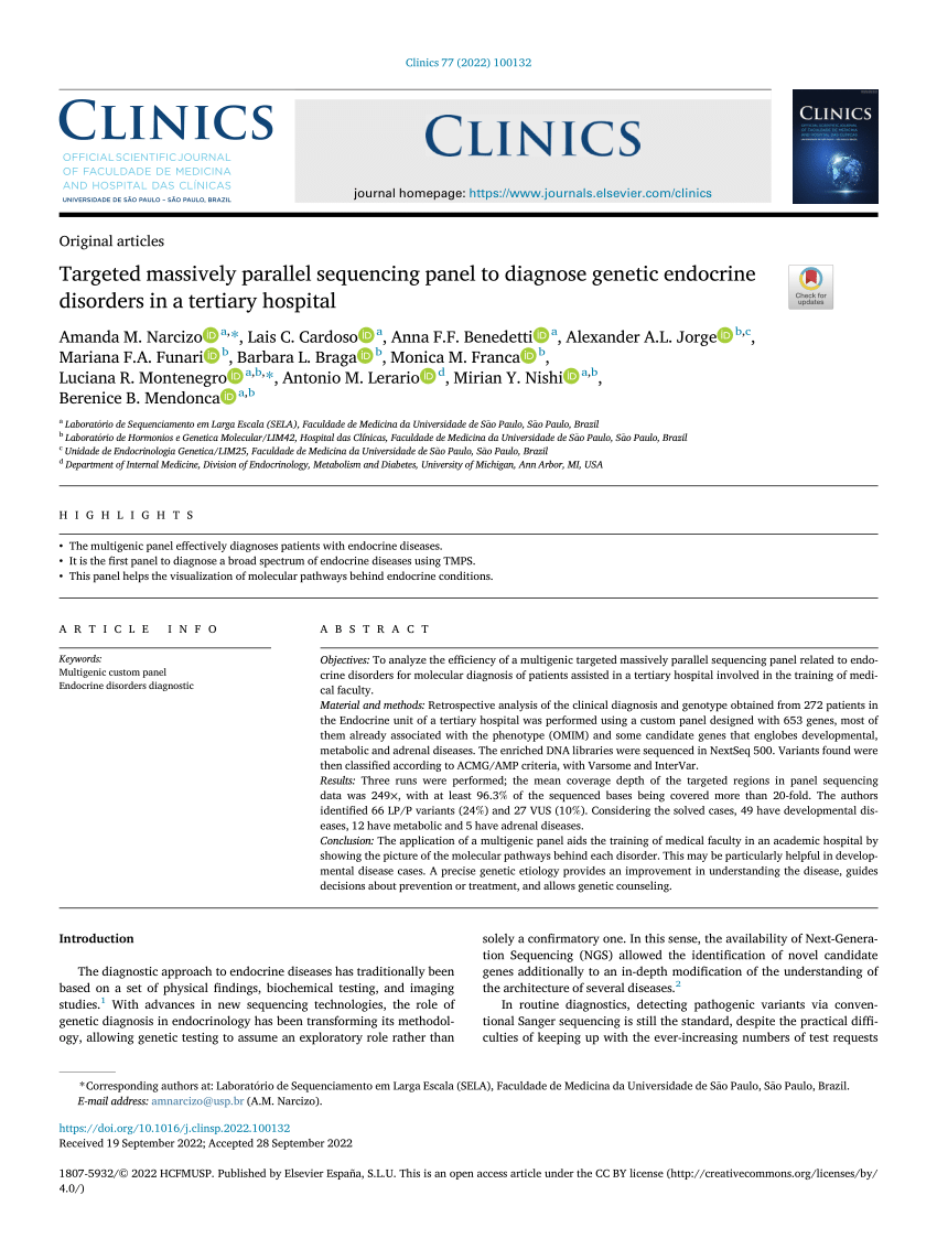 Pdf Targeted Massively Parallel Sequencing Panel To Diagnose Genetic Endocrine Disorders In A 