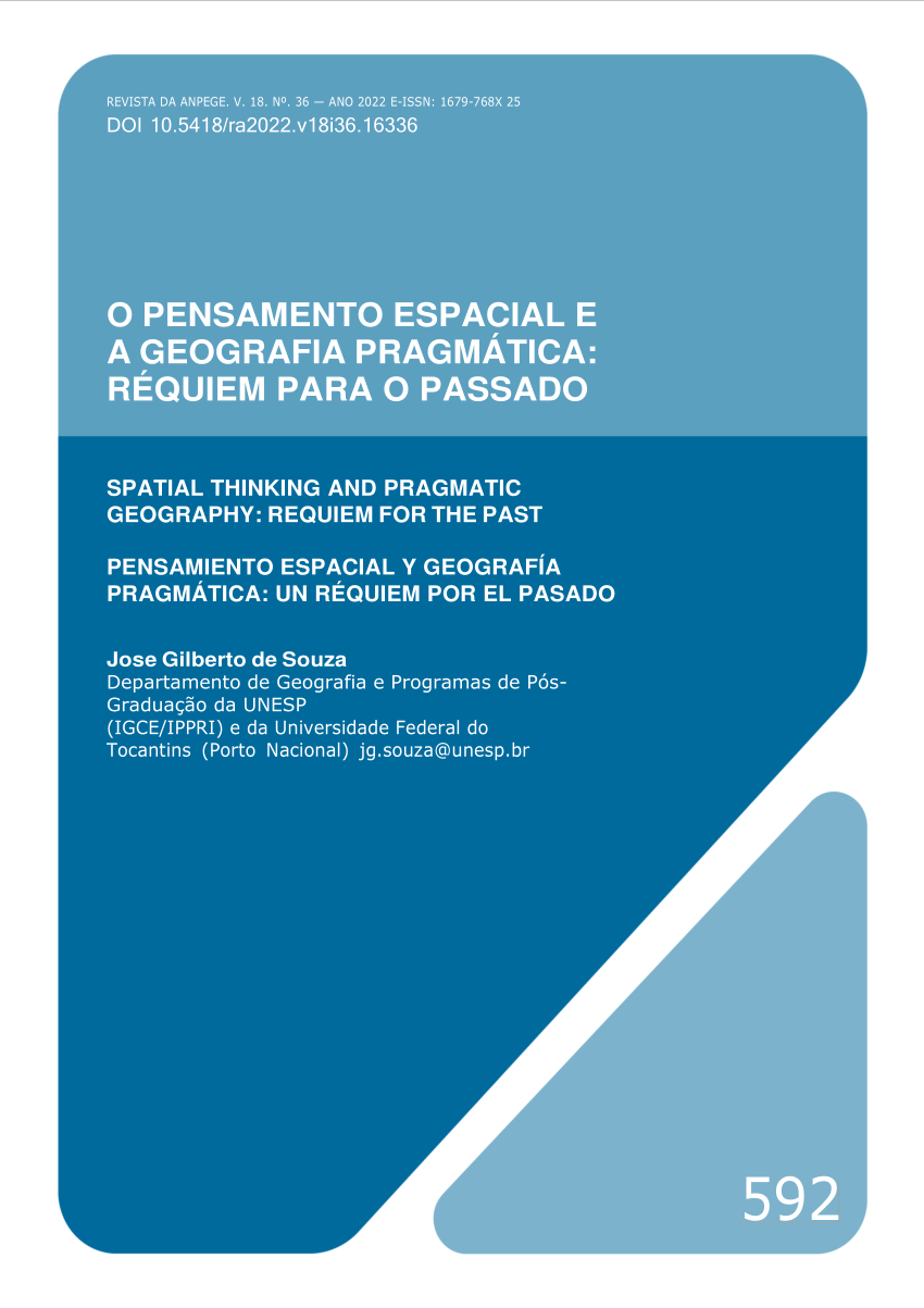 PDF) O pensamento espacial e a Geografia Pragmática: réquiem para o passado  Spatial thinking and Pragmatic Geography: requiem for the past