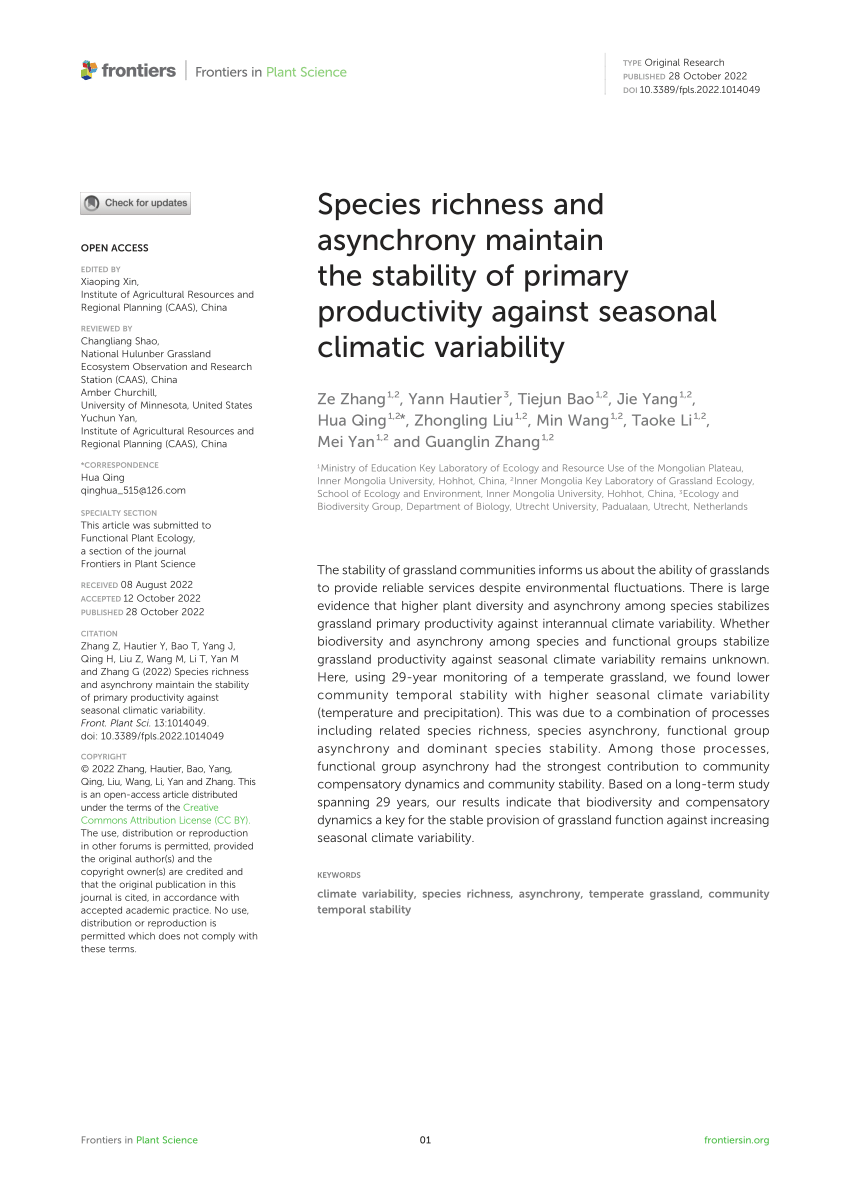 literature review on species richness