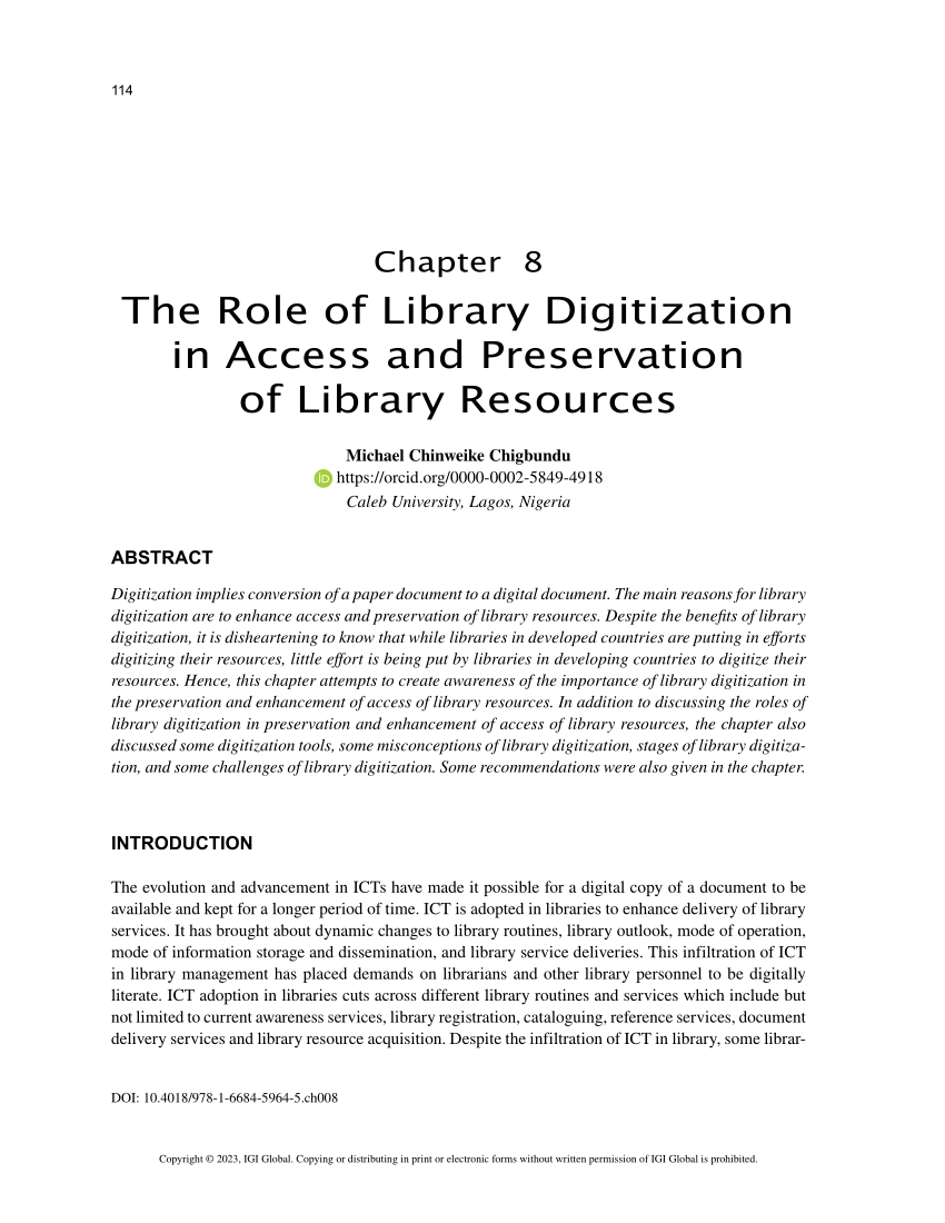 write an essay on digitization process in the library