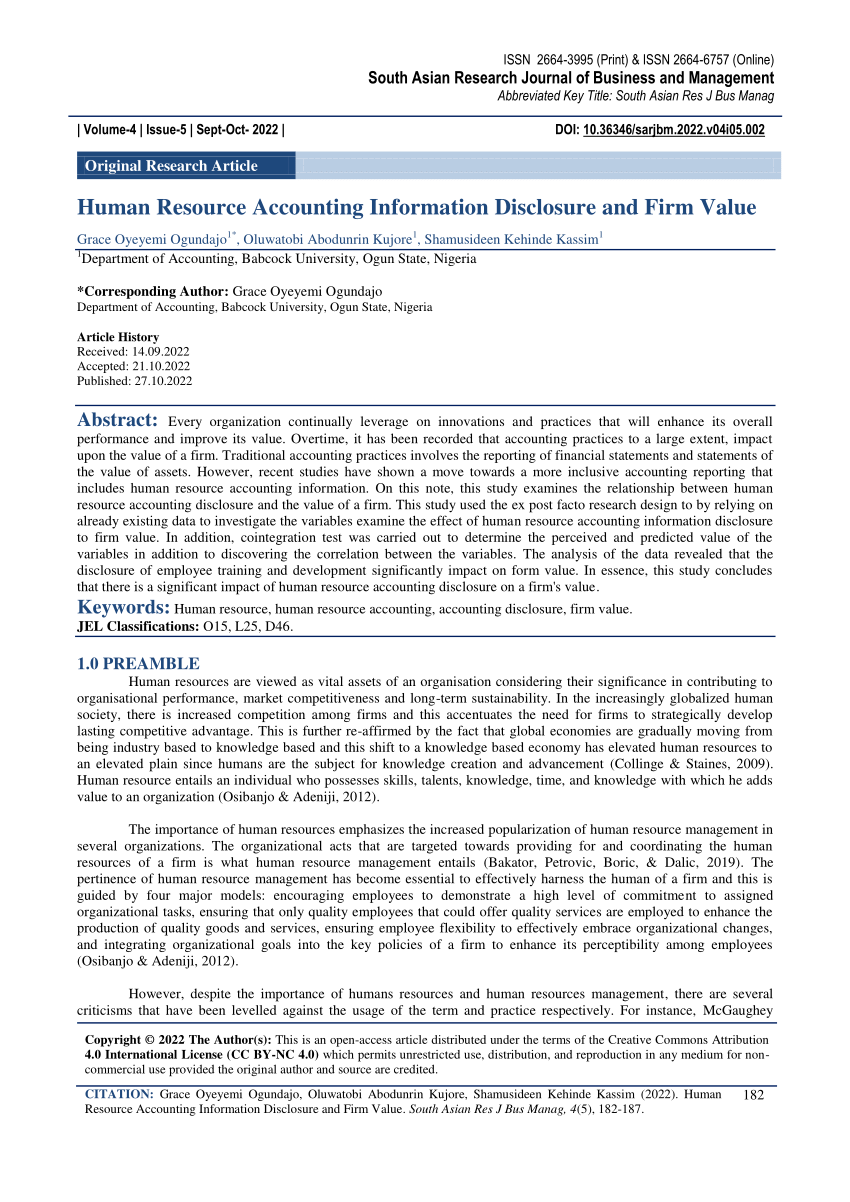 human resource accounting research paper